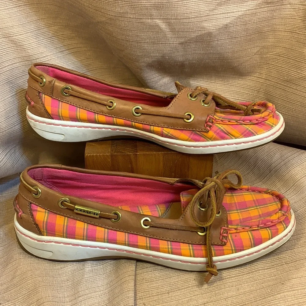 Coach almost NEW leather/canvas slide in loafers